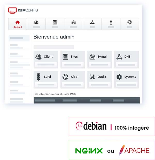 ISPConfig web control panel with Debian